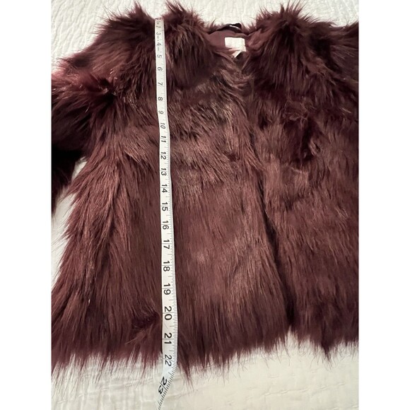 H&M Dark Cabernet Faux Fur Jacket Medium EUC - Picture 7 of 7